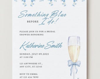 Editable Something Blue Bridal Shower Invitation Template |Something Blue Before I Do Bridal Shower Invite | Blue Bridal Shower Invite