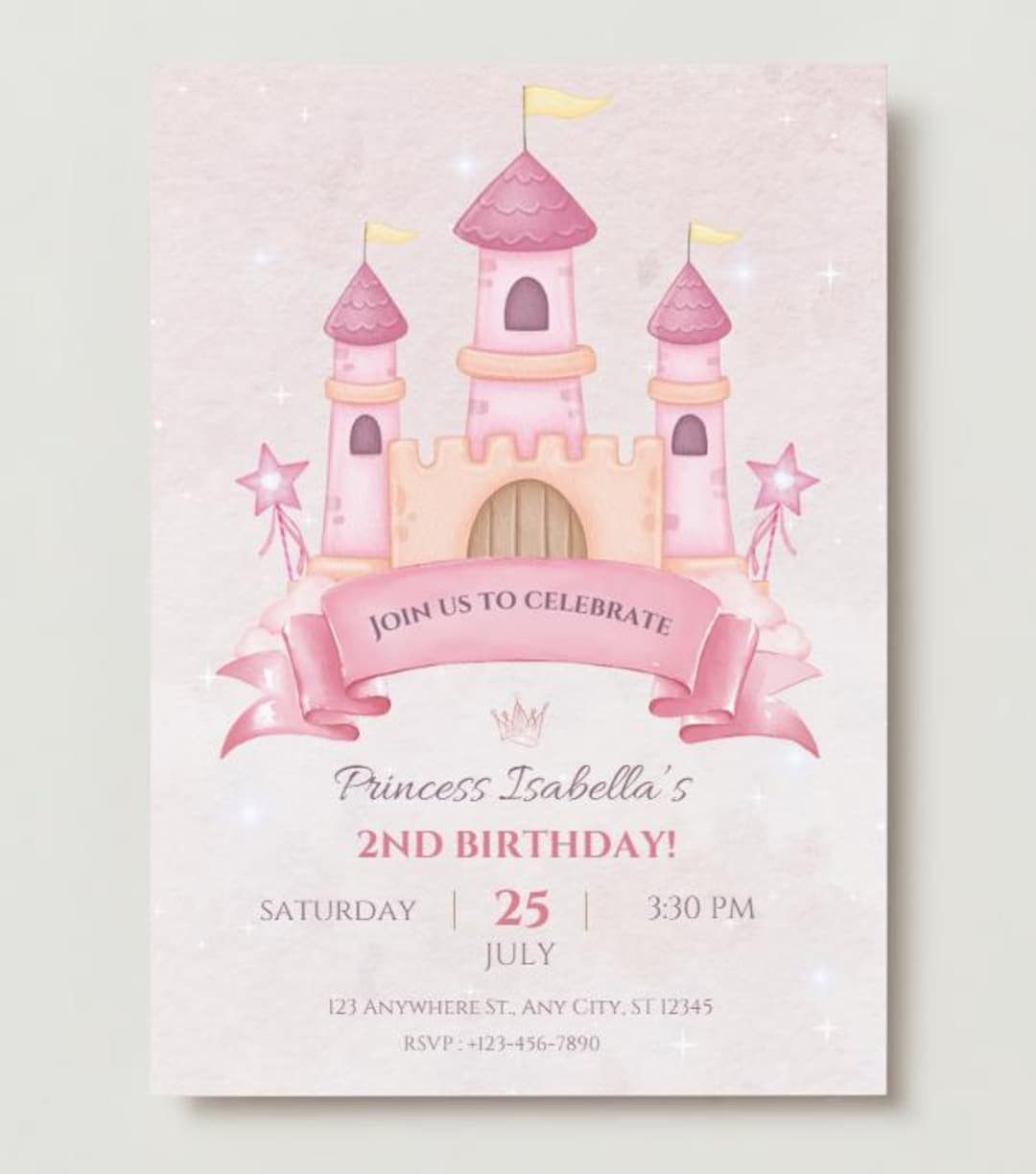 Editable Princess Invitation, Princess Birthday Invitation Template ...