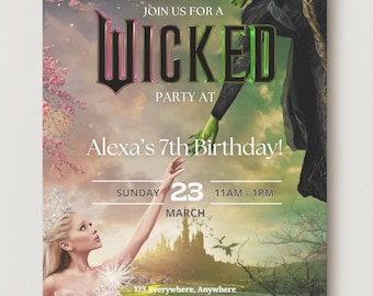 Editable Wicked Invite, Wicked Birthday Invitation, Wicked Invitation, Wicked Party Invite, Wicked Movie Invite.