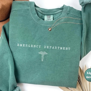Comfort Colors® Emergency Department Sweatshirt, ER Nurse Crewneck, Hospital Sweatshirt, Emergency Nurse Gift, ER Department Sweatshirt