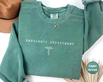 Comfort Colors® Emergency Department Sweatshirt, ER Nurse Crewneck, Hospital Sweatshirt, Emergency Nurse Gift, ER Department Sweatshirt