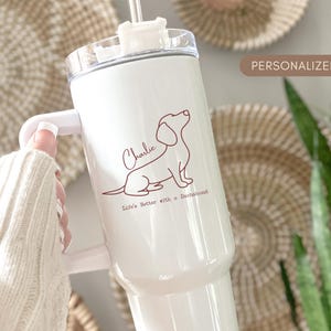 Custom Name Dachshund Tumbler 40oz Funny Weiner Dog Lover Gift for Doxie Mom Sausage Pup Owner Cup Pet Parent Present Dog Mug