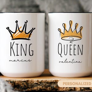 Custom King and Queen Names Mug, Personalized Name Mug, Matching Couples Mug, Anniversary Gift, Couple Custom Mug, His and Hers Mug.