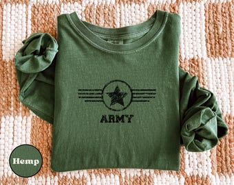 Comfort Colors® Army Star Long Sleeve Shirt Vintage Military Tee Patriotic Soldier Gift Veterans Day Army Aesthetic Graphic Shirt