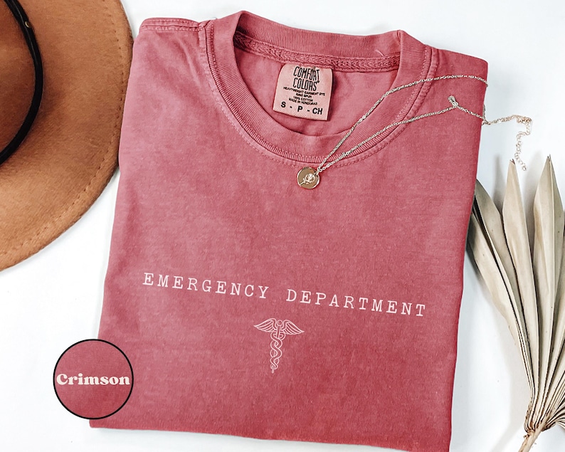 Comfort Colors® Emergency Department T-shirt, ER Nurse Tee, Hospital Shirt, Emergency Nurse Gift, ER Department Sweatshirt Crimson