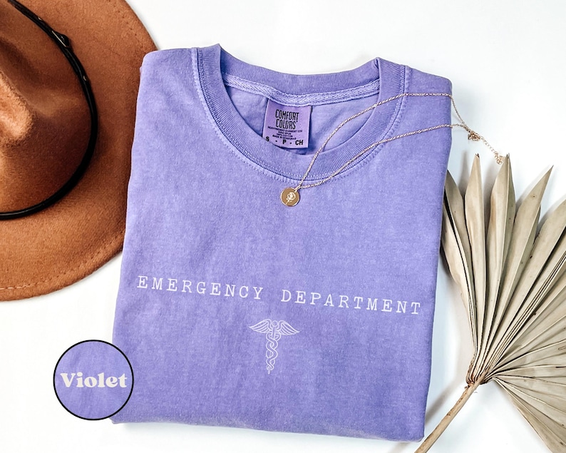 Comfort Colors® Emergency Department T-shirt, ER Nurse Tee, Hospital Shirt, Emergency Nurse Gift, ER Department Sweatshirt Violet