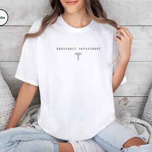 Comfort Colors® Emergency Department T-shirt, ER Nurse Tee, Hospital Shirt, Emergency Nurse Gift, ER Department Sweatshirt White
