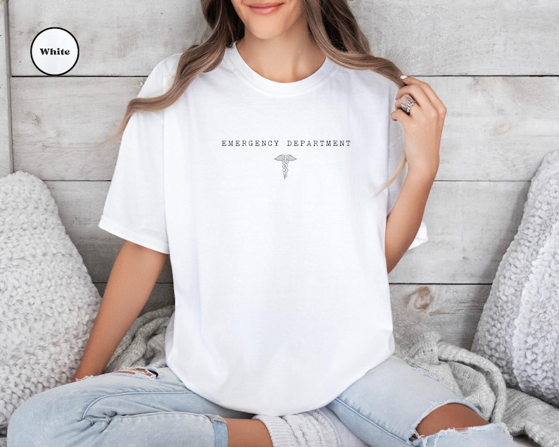 Comfort Colors® Emergency Department T-shirt, ER Nurse Tee, Hospital Shirt, Emergency Nurse Gift, ER Department Sweatshirt White