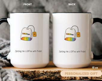 LGBTea Pride Mug LGBTQ Coffee Cup Rainbow Tea Lover Gift Queer Support Mug Funny Gay Lesbian Ceramic Cup Unique LGBT Drinkware Idea