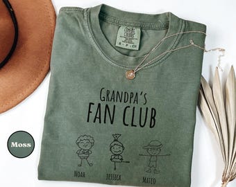 Personalized Comfort Colors® Fan Club Shirt, Custom Grandpa Shirt with Grandkids’ Names, Gift for Grandfather or Grandmother