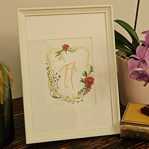 Alfabeto acquerello, lettere artistiche ad acquerello, eleganti decorazioni, lettere dorate scintillanti, regalo per la futura sposa, biglietto di nozze
