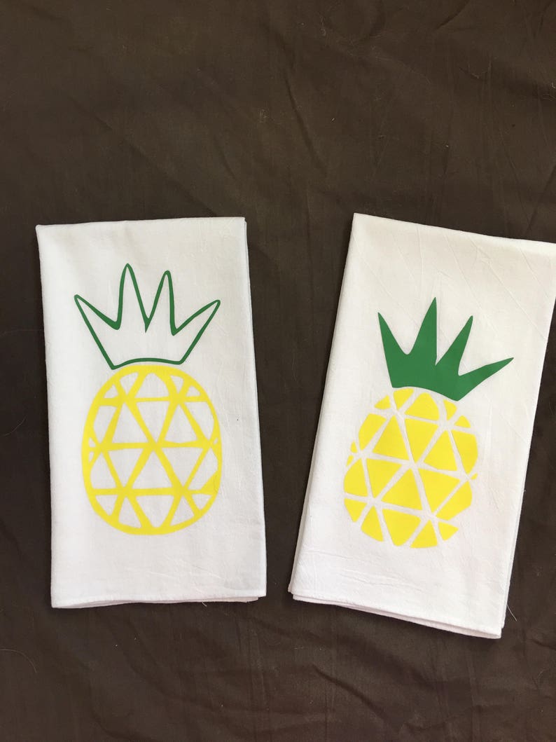 Flour Towel Kitchen Towel Hostess Gift Vinyl Pineapple Etsy