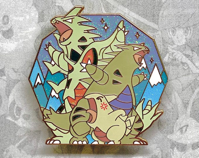 Pokemon Tyranitar Hard Enamel Pin Heart Gold Soul Silver - Etsy