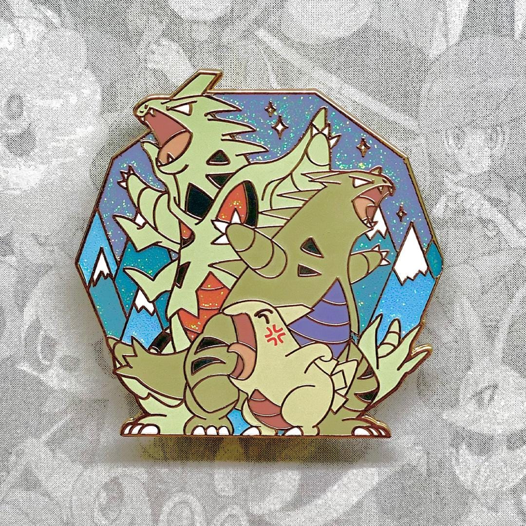 Larvitar Pupitar Tyranitar Enamel Pin