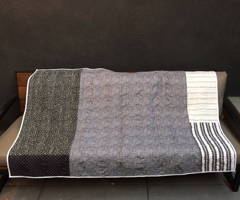 Minimalist Modern Quilt Black White Gray Quilt Etsy