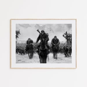 Guerra pelo Planeta dos Macacos, pôster de fã, arte de parede em preto e branco, arte de parede vintage, impressões de fotografia, decoração para casa, presente de pôster de filme