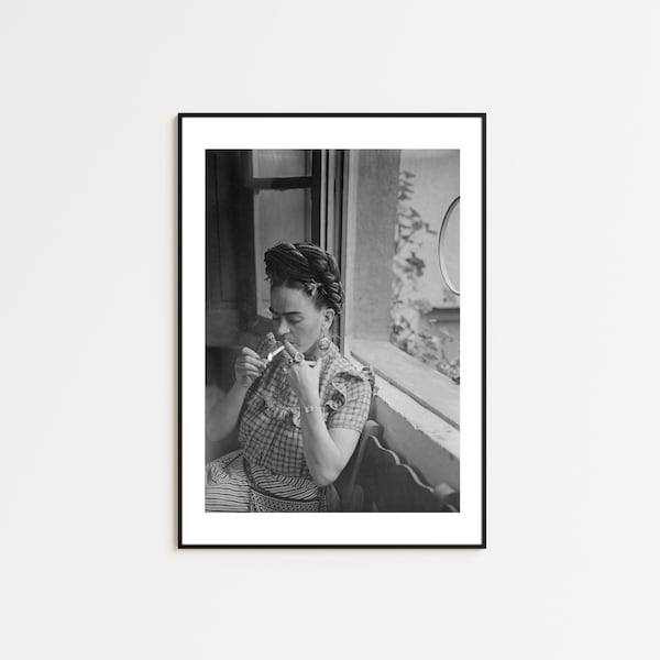 Cartel de Frida Kahlo, cartel feminista, arte de pared en blanco y negro, arte de pared vintage, impresiones fotográficas, decoración del hogar, impresión fotográfica de calidad de museo