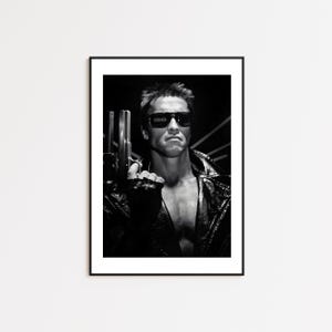 Terminator Poster, Arnold Schwarzenegger, Fan Poster, Black and White Wall Art, Vintage Wall Art, Photograph Prints, Home Decor, Movie Gift