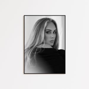 Adele Print, Adele, Fan Poster, Schwarz Weiß Wandkunst, Vintage Wandkunst, Fotodrucke, Wohnkultur, Junges Zimmer Dekor, Musikzimmer Druck