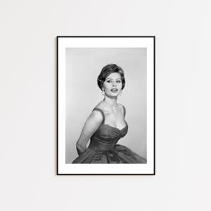 Affiche Sophia Loren, art mural féministe, affiche mode, art mural noir et blanc, art mural vintage, tirages photo, décoration d&#39;intérieur