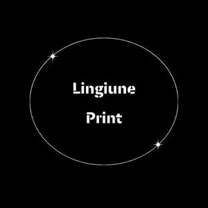 Puede incluir: Un c&iacute;rculo blanco sobre un fondo negro con el texto "Linguine Print" en blanco.