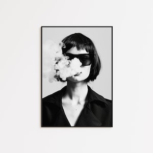 Cigarette Smoke Poster, Iconic Poster, Black and White Wall Art, Vintage Wall Art, Photograph Prints, Home Decor, Room Decor, Bathroom Print