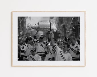 New York Rangers Season Cups Poster, NHL All-Star Game, Black and White Wall Art,Vintage Wall Art, Photograph Prints, NHL Gift, Sport Decor