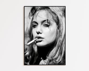 Angelina Jolie Print, Angelina Jolie Poster, Black and White Wall Art, Vintage Wall Art, Photograph Prints, Home Decor, Room Decor