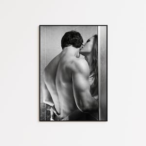 Küssendes Paar Druck, Kult Poster, Schwarz Weiß Wand Kunst, Vintage Wand Kunst, Fotodruck, Wohnkultur, Dekor, Badezimmer