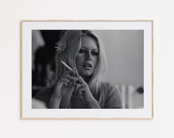 Brigitte Bardot, Brigitte Bardot inspirierte Wandkunst, französisches Kino Ikone Poster, schwarz und weiß, Fotografie Drucke, Raumdekor, Fan Poster