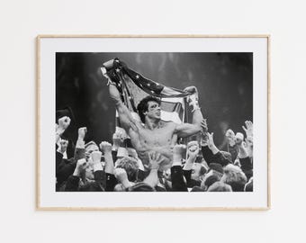 Rocky Poster, Fan Poster, Black and White Wall Art, Vintage Wall Art, Photograph Prints, Home Decor, Movie Poster Gift
