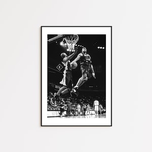ヴィンス・カーター ポスター、エア・カナダ、ハーフマン、ヴィンサニティ、白黒ウォールアート、ヴィンテージウォールアート、写真プリント、バスケットボールギフト、NBA ファン