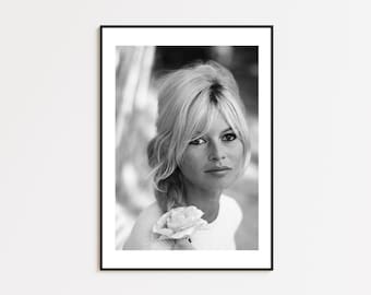 Brigitte Bardot, Brigitte Bardot inspirierte Wandkunst, französisches Kino Ikone Poster, schwarz und weiß, Fotografie Drucke, Raumdekor, Fan Poster