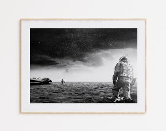 Interstellar Poster, Christopher Nolan, Fan Poster, Black and White Wall Art, Vintage Wall Art,Photograph Print,Home Decor,Movie Poster Gift