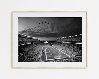 Impresión del Estadio Gillette, Patriotas de Nueva Inglaterra, Impresión de la NFL, Póster de Fan, Blanco y Negro, Impresión Deportiva, Decoración Deportiva, Regalo de Fútbol Americano