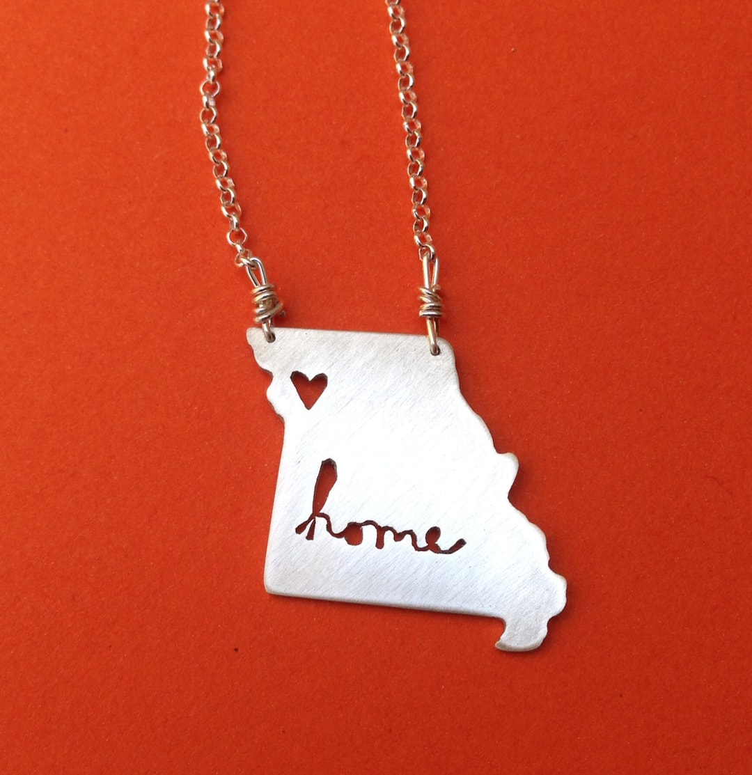 Missouri sterling Silver MO State Necklace on 16 or 18 Inch Etsy