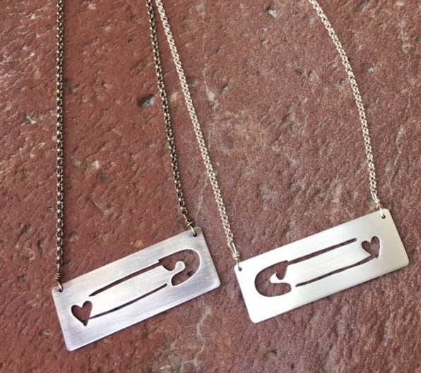 Safety Pin-- speaking out against hate--wear your heart--love wins--Sterling Silver Necklace