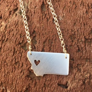 Montana sterling silver MT state necklace- on 16 or 18 inch sterling chain- custom made