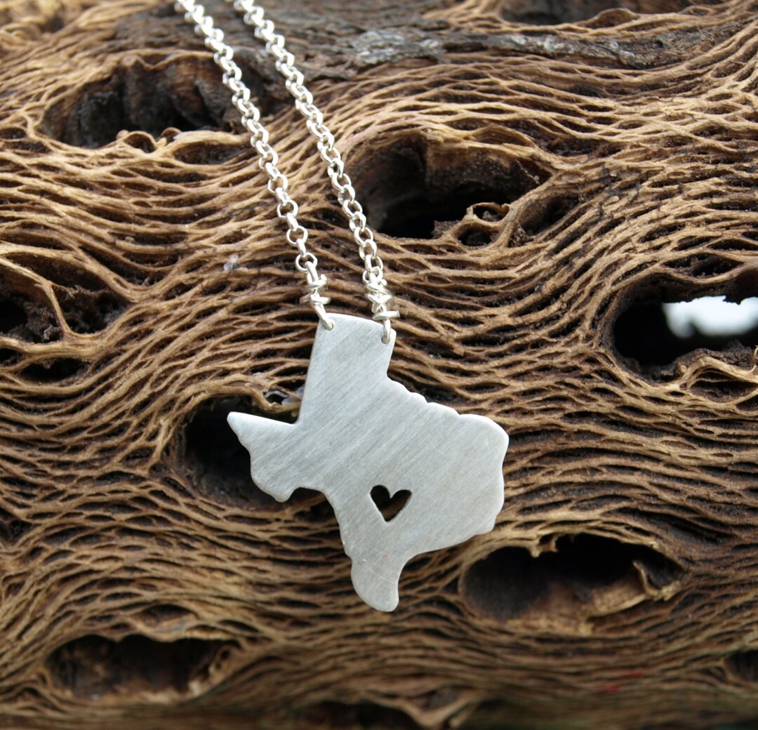 Sterling Silver TX Texas State Necklace on 16 or 18 Inch Sterling Chain