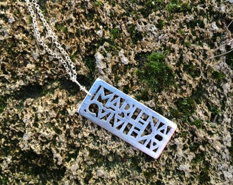 Custom Name Box Necklace- name cutout necklace