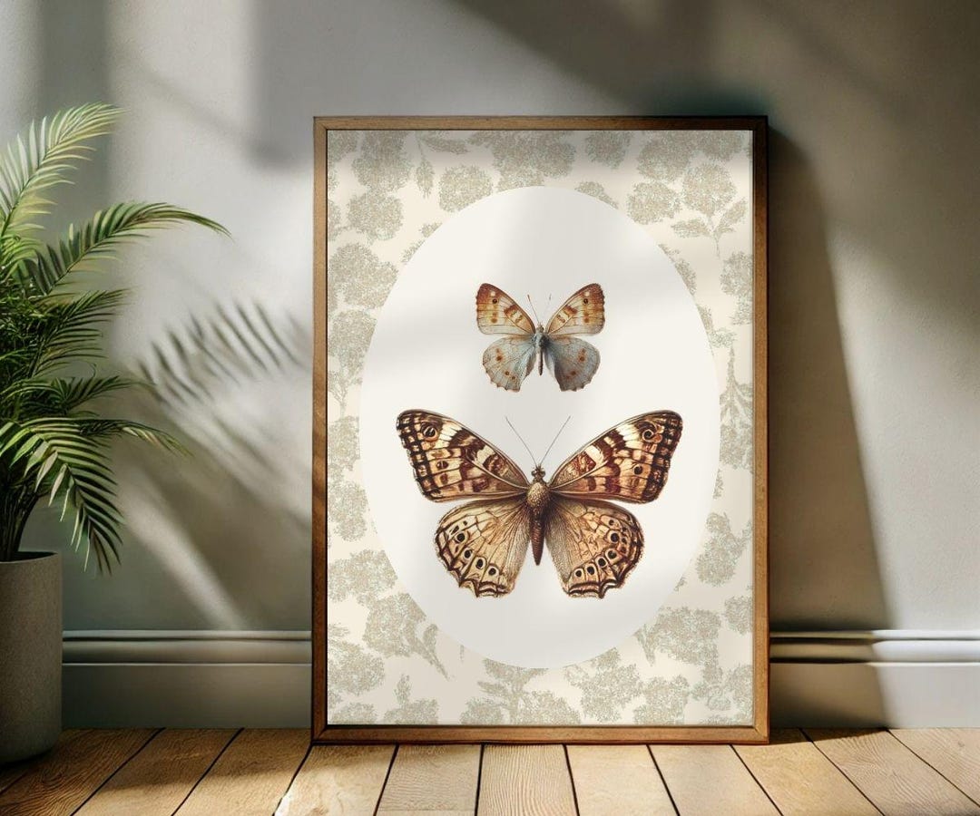 Vintage Butterfly Art Print: Cottagecore Neutral Wall Decor (digital ...