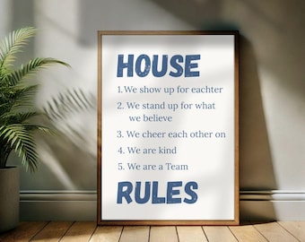 House Rules Text Print: Family Wall Art (Digital Download)