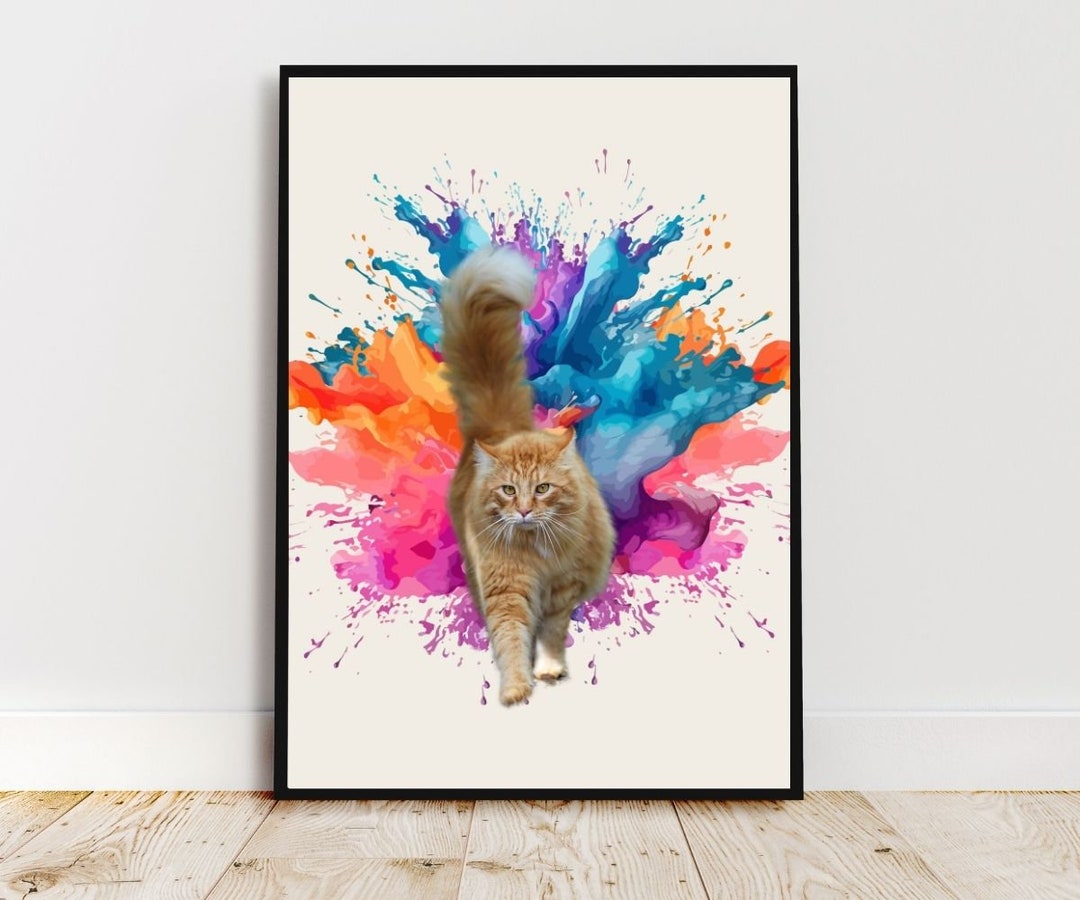Misty Meow Cat Art Print: Colorful Animal Wall Decor (digital Download ...