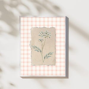 Gingham Flower Print: Abstract Floral, English Garden (Digital Download)