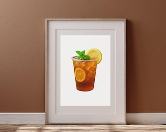 Lámina de té helado con limonada: Arte rústico para la pared de la cocina (descarga digital)