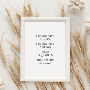 Funny Squirrels Rave Typography Poster: Sarcastic Quote Wall Art (Digital Download)