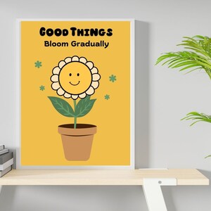 Retro Flower Print: Good Things Bloom Gradually (Digital Download)