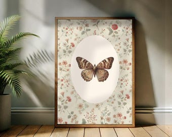 Vintage Butterfly Wall Art Print: Cottagecore Decor (Digital Download)
