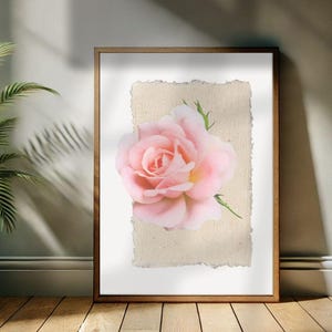 Pink Rose Abstract Painting: English Garden Floral Wall Art (Digital Download)