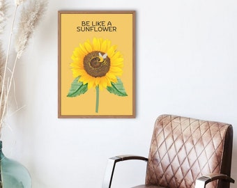 Sunflower Wall Art: Abstract Floral Print (Digital Download)